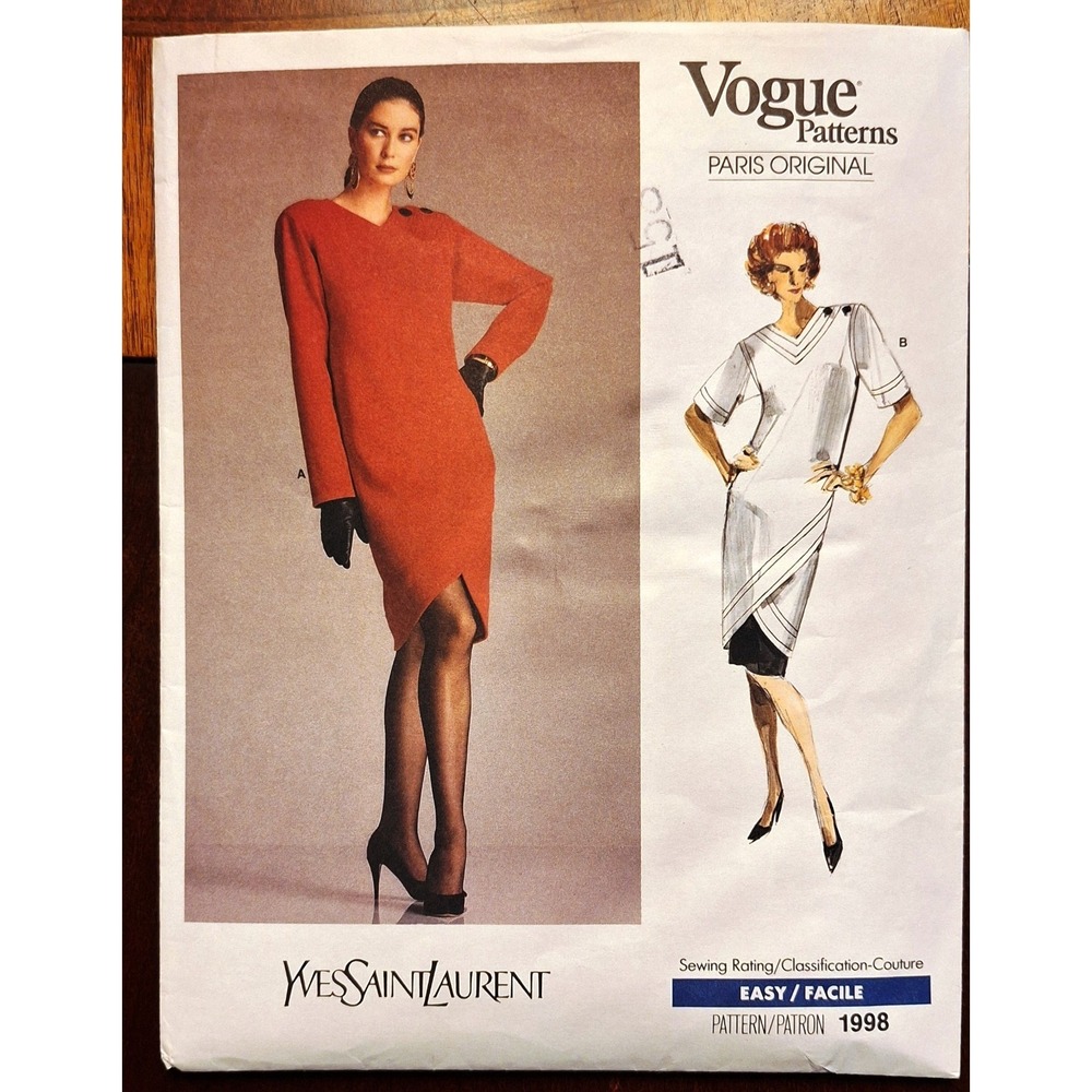 Vogue Paris Original - Yves Saint Laurent pattern #1998  Size‎ 14